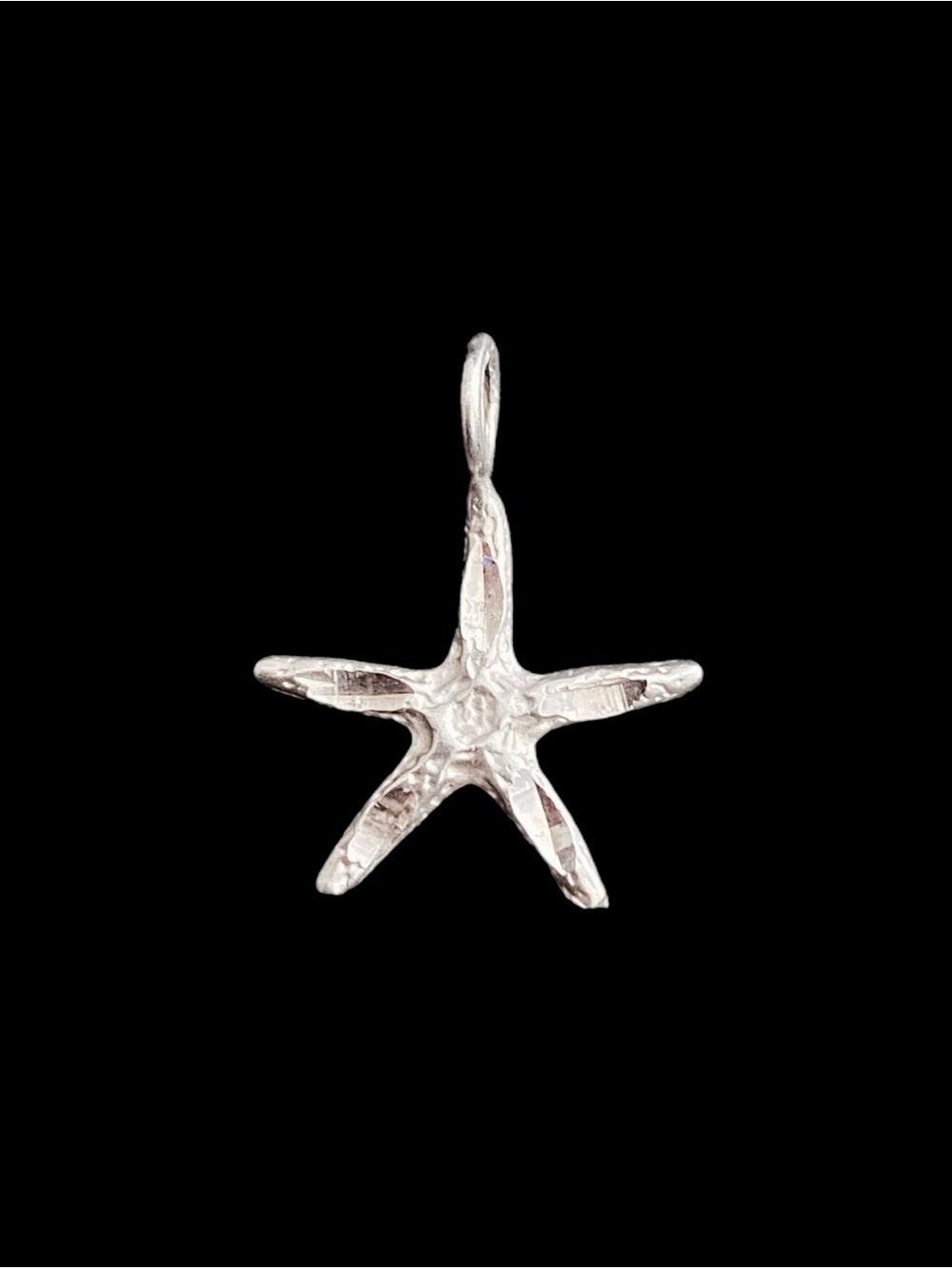 Vintage Sterling Silver Diamond Cut Starfish Pendant-Charm Nautical Ocean Beach.